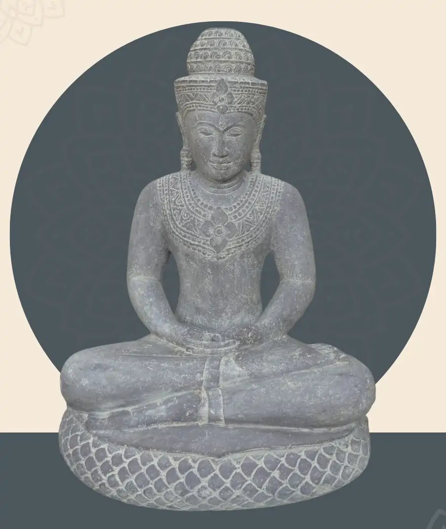  Product image 1 of the product “Sitting Buddha, Khmer Style, 71cm Height, Riverstone ”